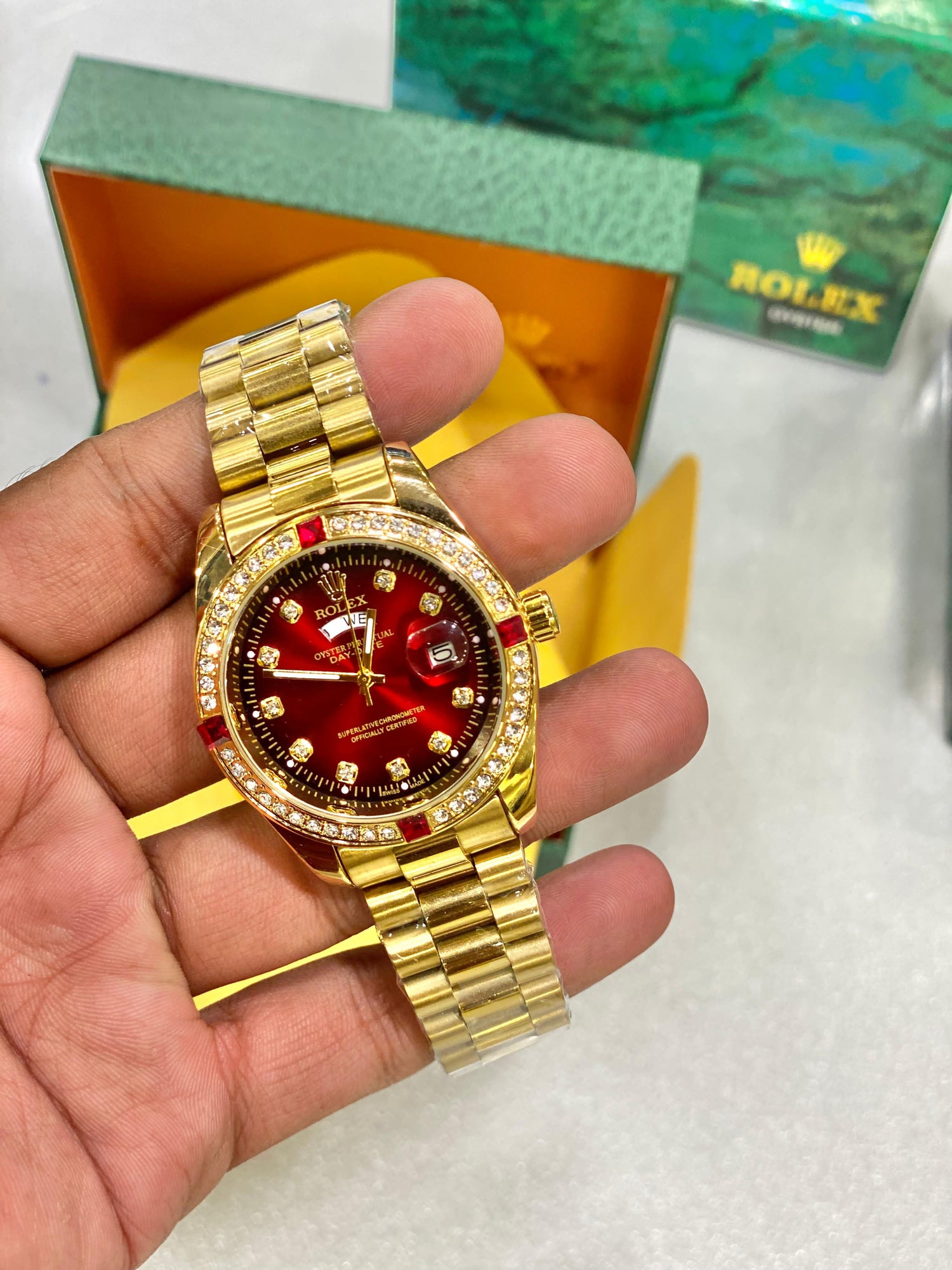  🕰️ Rolex Oyster Perpetual Day-Date – Luxury Red Dial